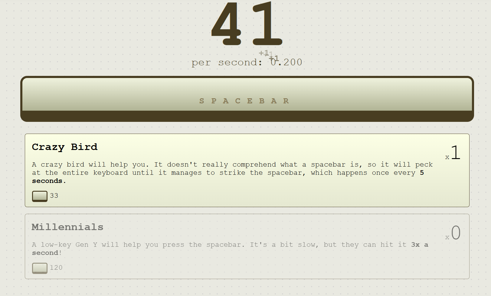 Spacebar Clicker Game Screenshot